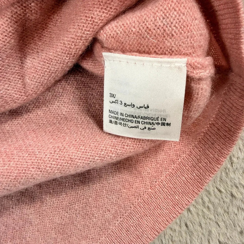 Charter Club Luxury‎ 100% Cashmere Pink Ruffle Bell Sleeve Sweater 3X Plus Size
